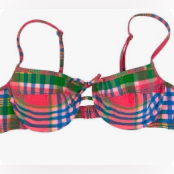 J. Crew Other - J. Crew Plaid Madras Demi Swim Bra Bikini Top 34B